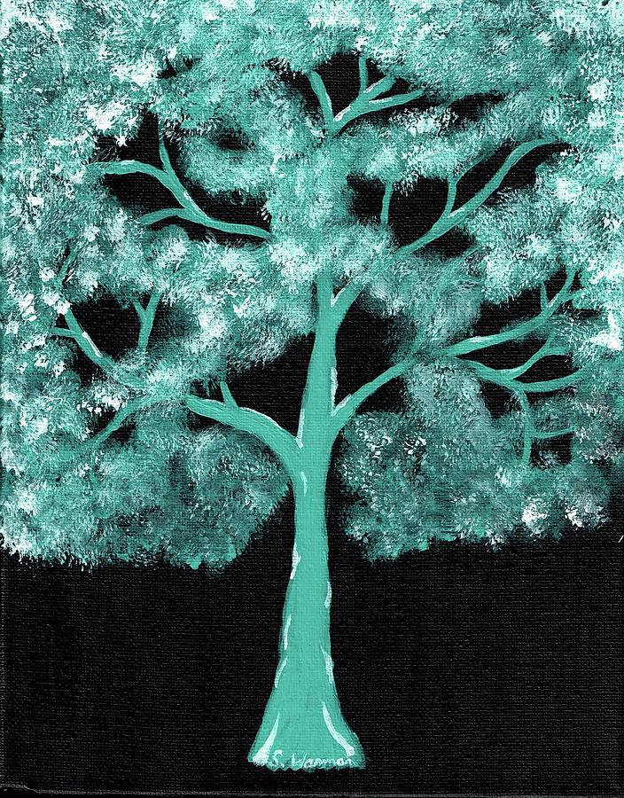 Aqua Tree Painting by Sarah Warman