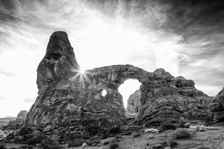 Turret Arch In Arches National Park Black And White Art Photograph