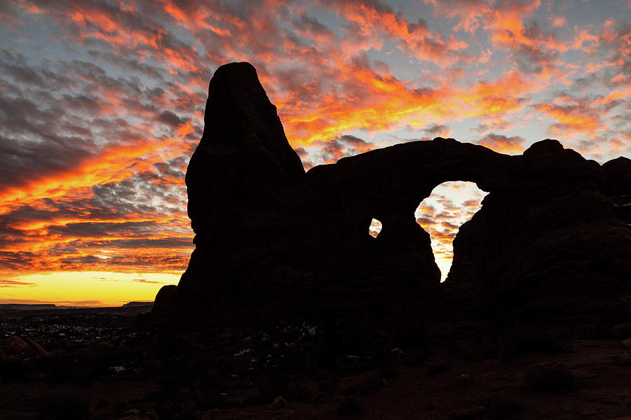 Turret Arch Sunset Silhouette Photograph