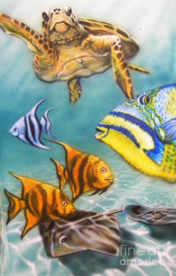 Turtle and Triggerfish Painting by Dan Remmel