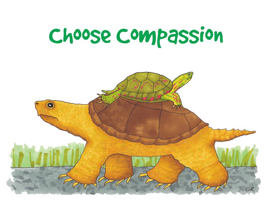 Turtle Compassion Drawing by Sarah Rosedahl