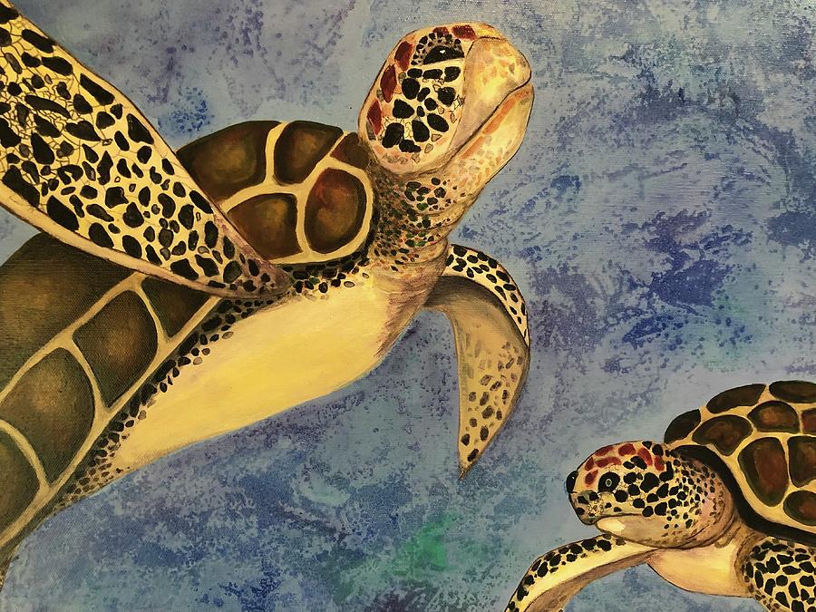 Turtle love Painting by Melanie Slaughter - Fine Art America