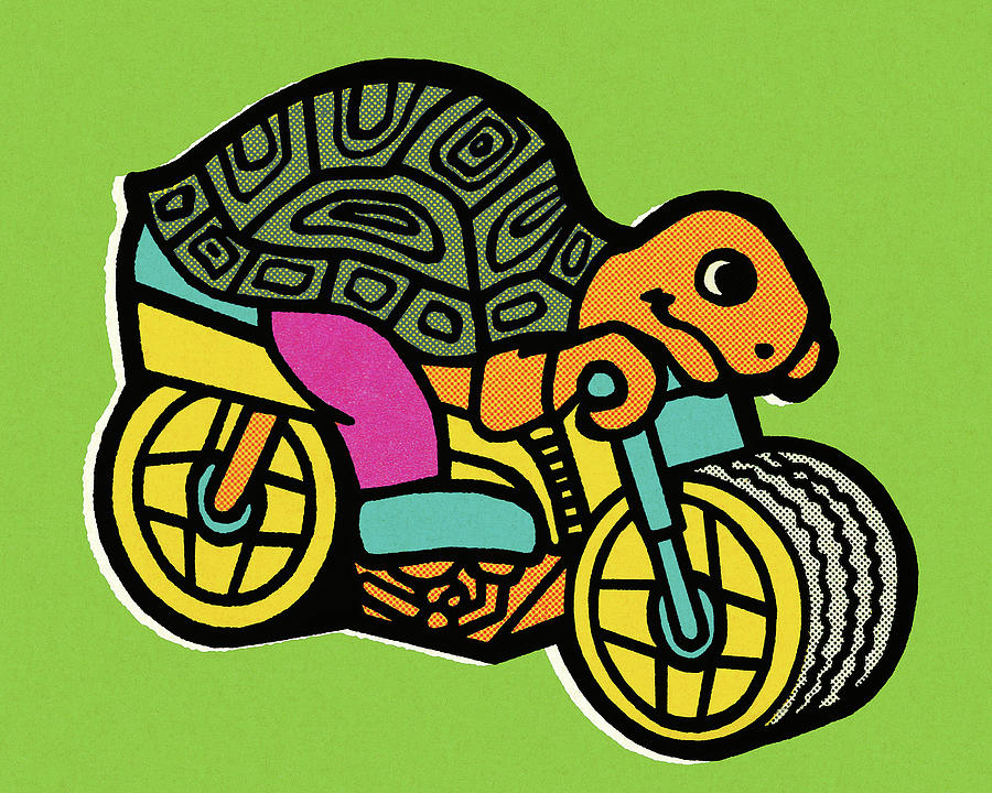 Turtle Riding a Motorcycle Drawing by CSA Images - Fine Art America
