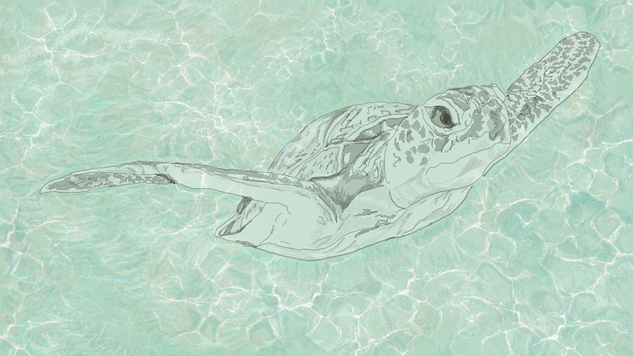 Turtle Underwater Painting