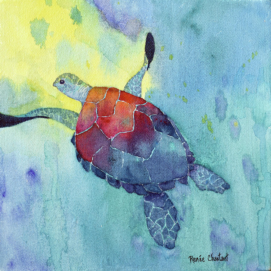 Turtle Painting - Turtle Up by Renee Chastant