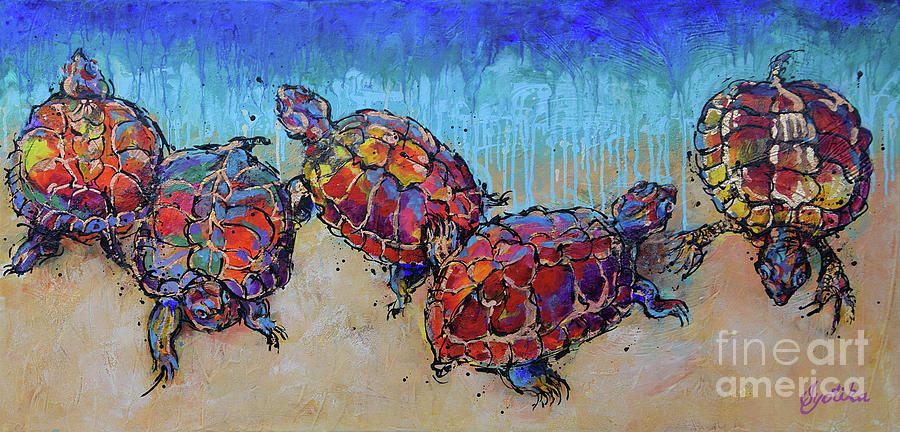 Turtles Club Painting by Jyotika Shroff