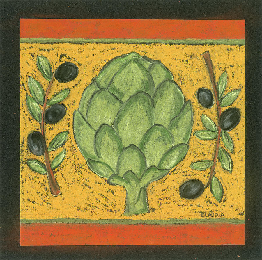 Olive Branches Painting - Tuscan Artichoke by Claudia Interrante