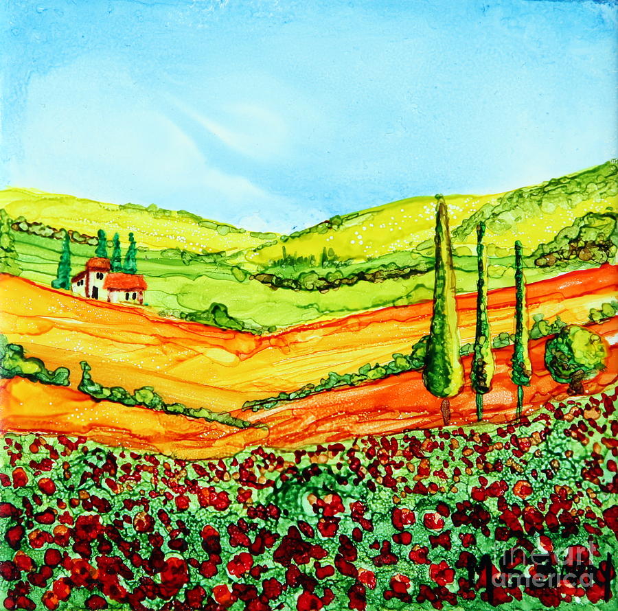 Tuscan Countryside Painting by Maria Barry