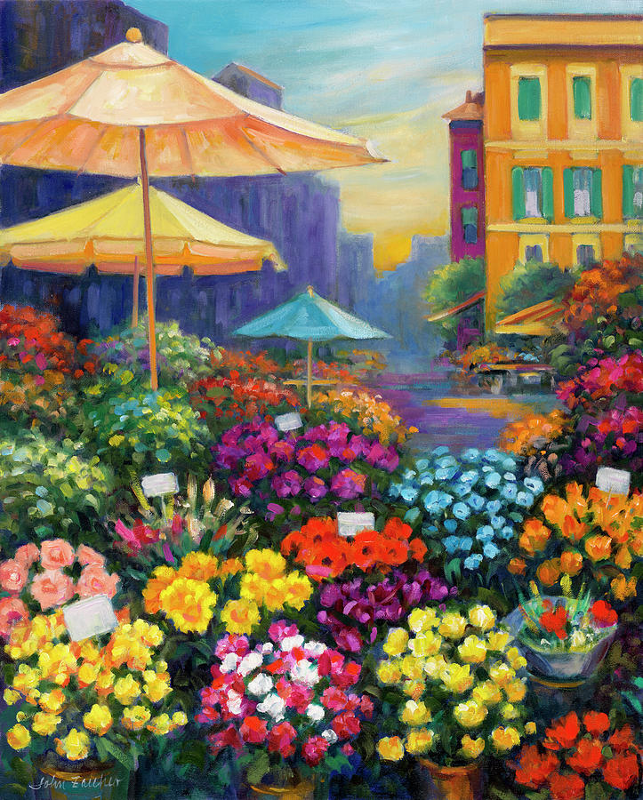 Flower Painting - Tuscan Flower Market by John Zaccheo
