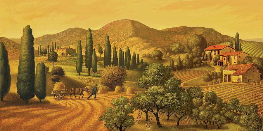 Tuscan Landscape Painting by Dan Craig
