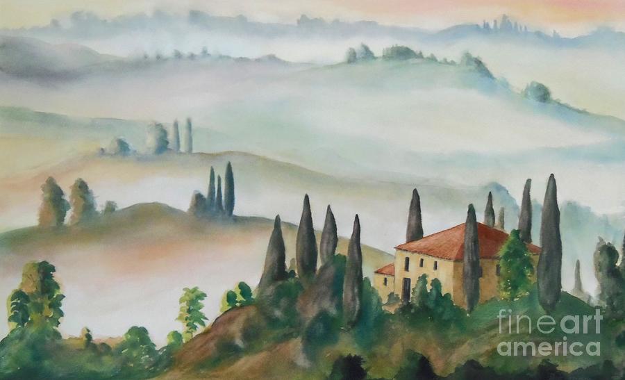 Tuscan Mist Painting by Petra Burgmann