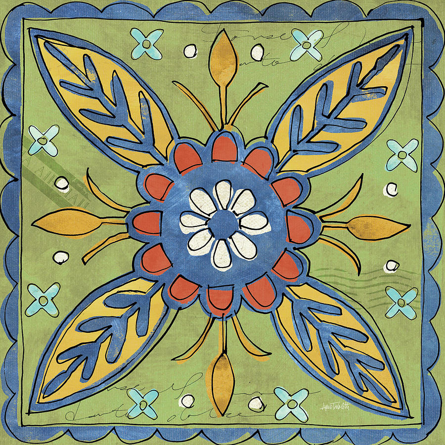 Flower Mixed Media - Tuscan Sun Tiles IIi Color Talavera by Anne Tavoletti