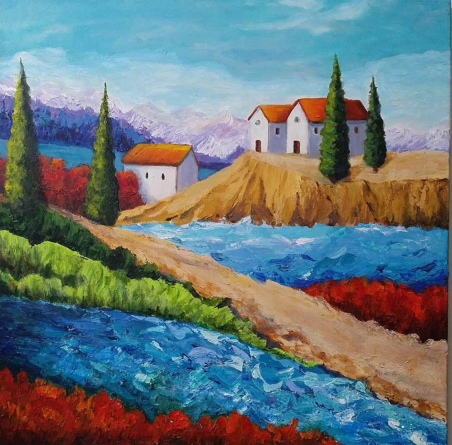Tuscan View Painting by Rosie Sherman