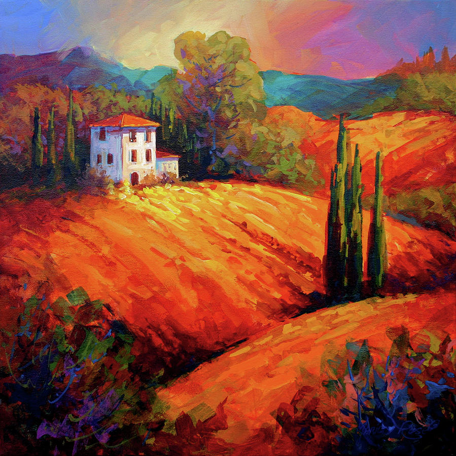 Tuscan Villa Evening Painting by Marion Rose - Pixels