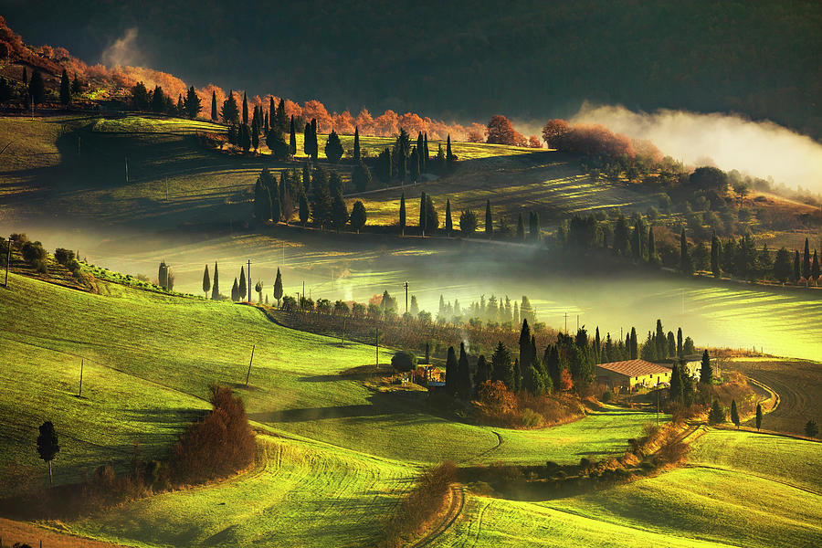 Tuscany Foggy Morning Photograph by Stefano Orazzini