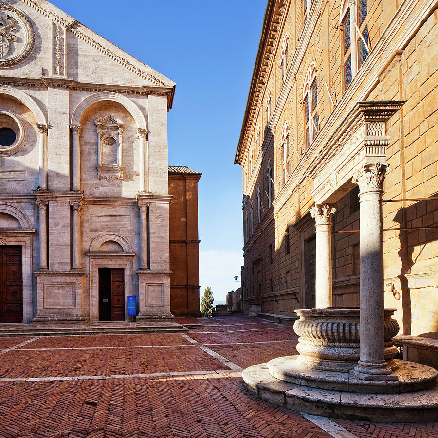 Architecture Digital Art - Tuscany, Pienza, Duomo, Italy by Luigi Vaccarella