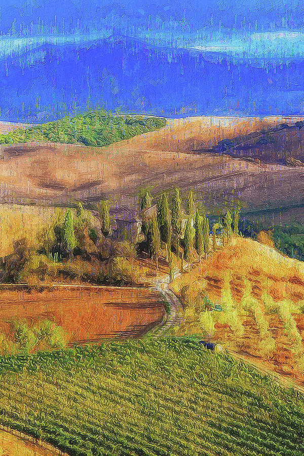 Tuscany vineyards - 14 Painting by AM FineArtPrints