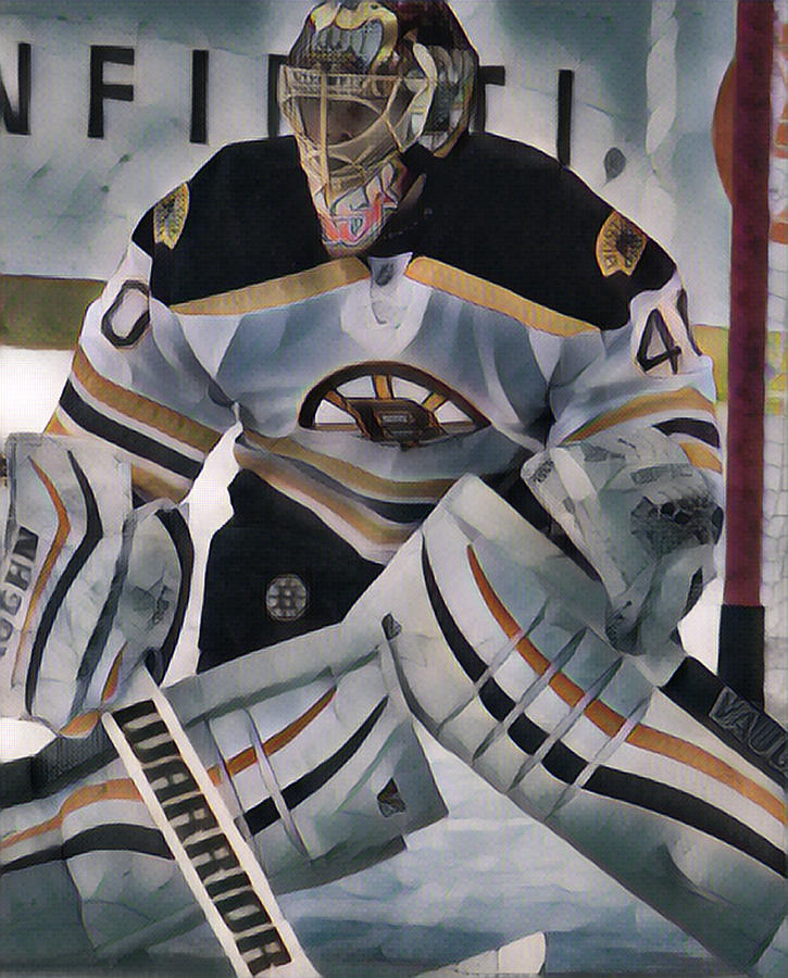 Tuukka Rask Boston Bruins Abstract Art 2 Wood Print by Joe Hamilton - Pixels