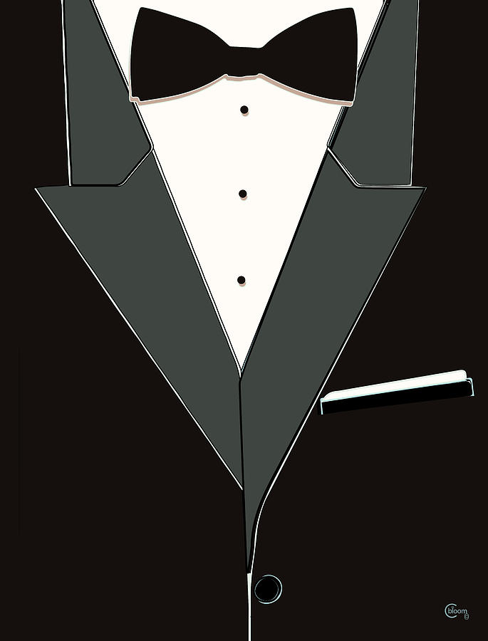 Tuxedo Black Tie Drawing by Cecely Bloom