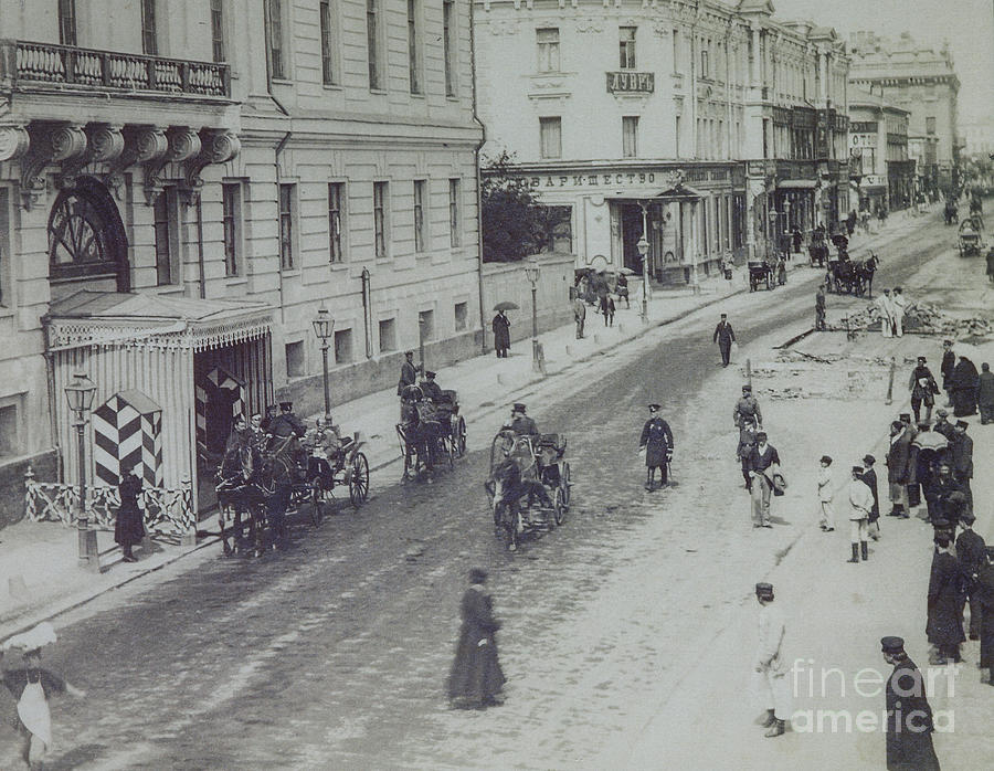 Tverskaya Street In Moscow Drawing by Heritage Images