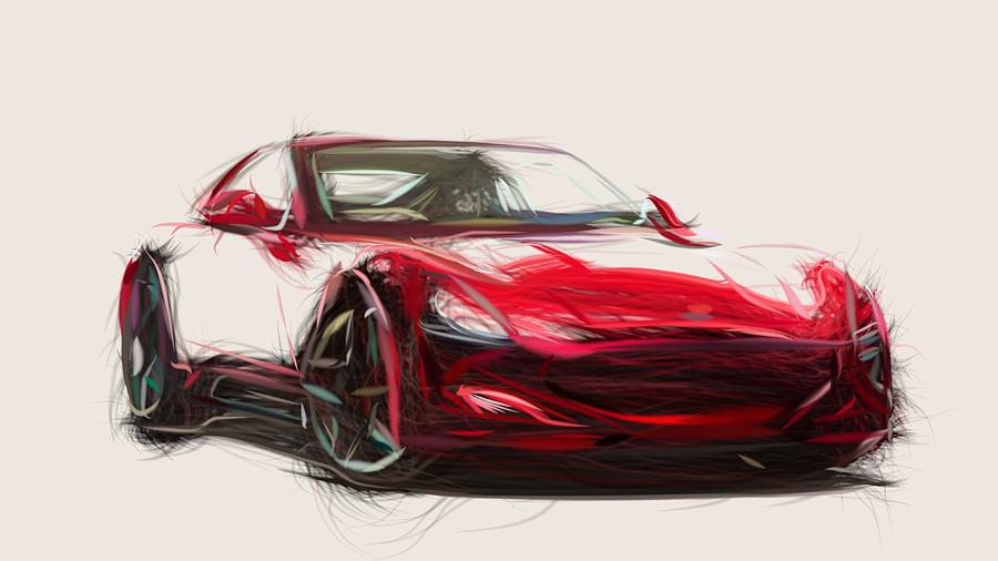 TVR Griffith Drawing Digital Art by CarsToon Concept