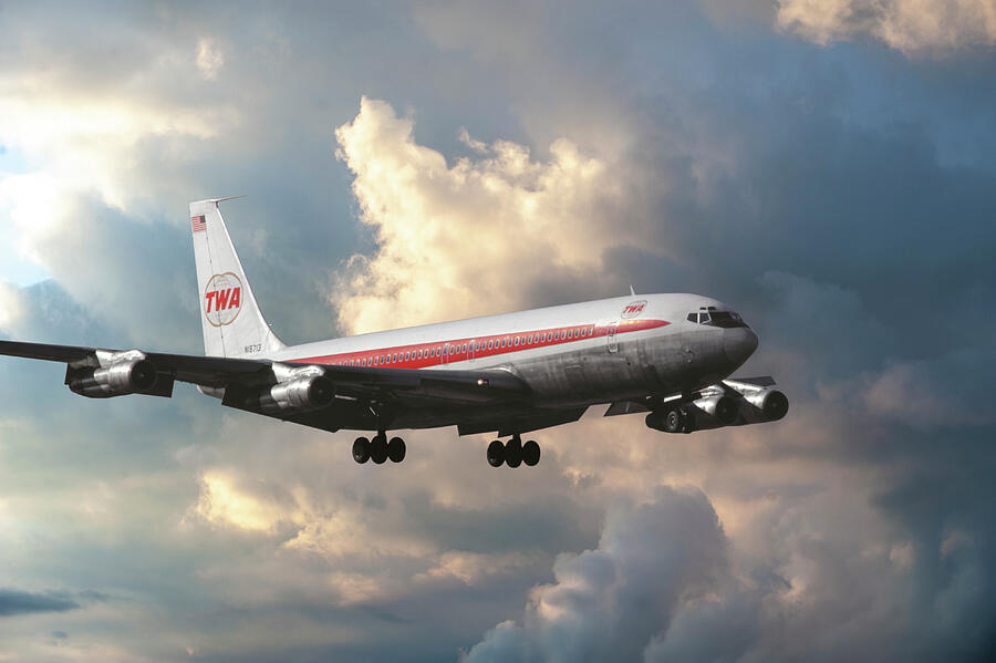 TWA Boeing 707 Landing at Miami  Photograph by Erik Simonsen