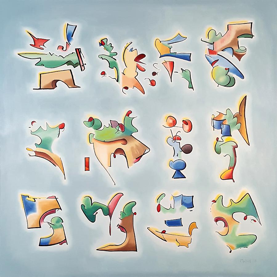 Abstract Painting - Twelve Glyphs by Dave Martsolf Abstract Painting - Twelve Glyphs by Dave Martsolf