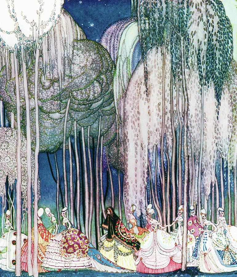 Princess Painting - Twelve Princesses Who Get Out Of The Castle And Dance To The Magical Kingdom by Kay Nielsen Princess Painting - Twelve Princesses Who Get Out Of The Castle And Dance To The Magical Kingdom by Kay Nielsen