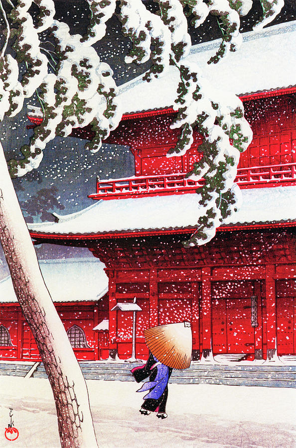 Twenty Views of Tokyo, Zojo Temple, Shiba - Digital Remastered Edition Painting by Kawase Hasui