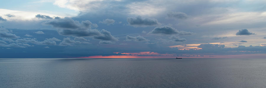 Twilight at Sea with Ship on the Horizon Photograph by William Dickman