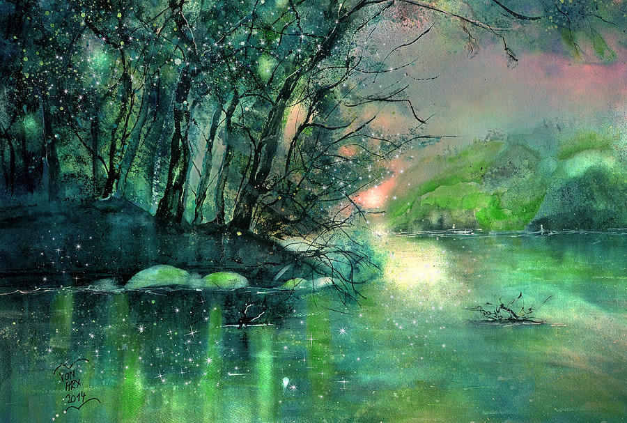 Twilight at the river Rhine by Sabina Von Arx Twilight at the river Rhine by Sabina Von Arx