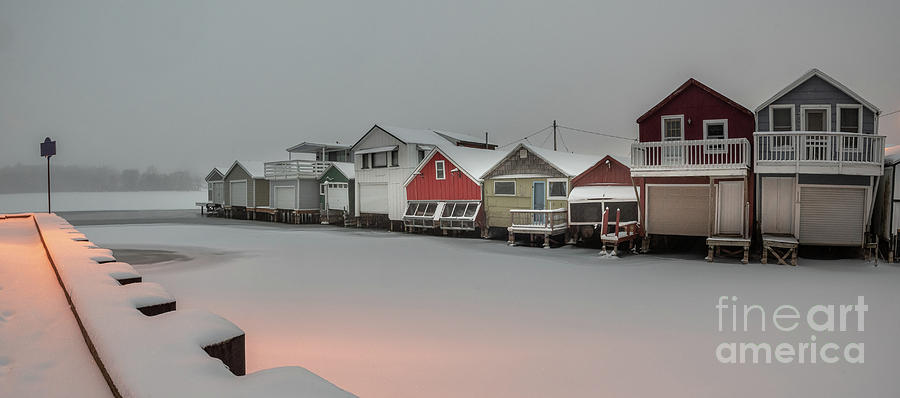Twilight Boathouses Photograph by Joann Long