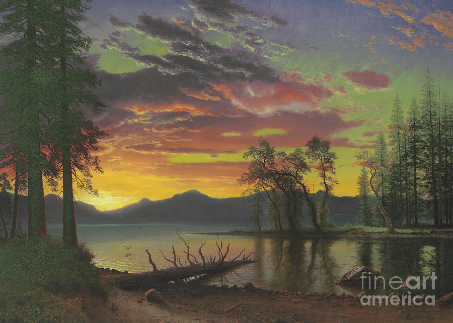 Albert Bierstadt  Painting - Twilight, Lake Tahoe by Albert Bierstadt