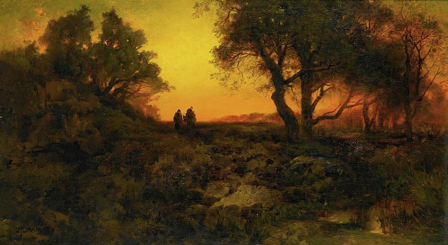 Nature Painting - Twilight Landscape by Thomas Moran