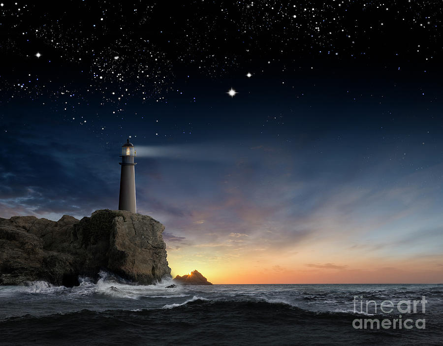 Lighthouse Photograph - Twilight Lighthouse by John Lund