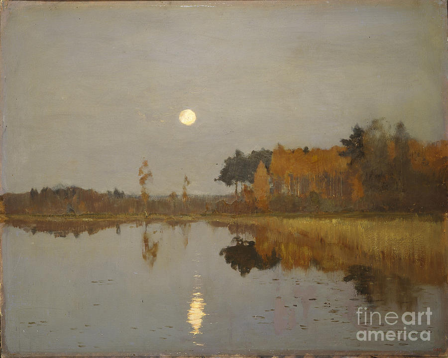 Twilight. Moon, 1899. Artist Levitan Drawing by Heritage Images