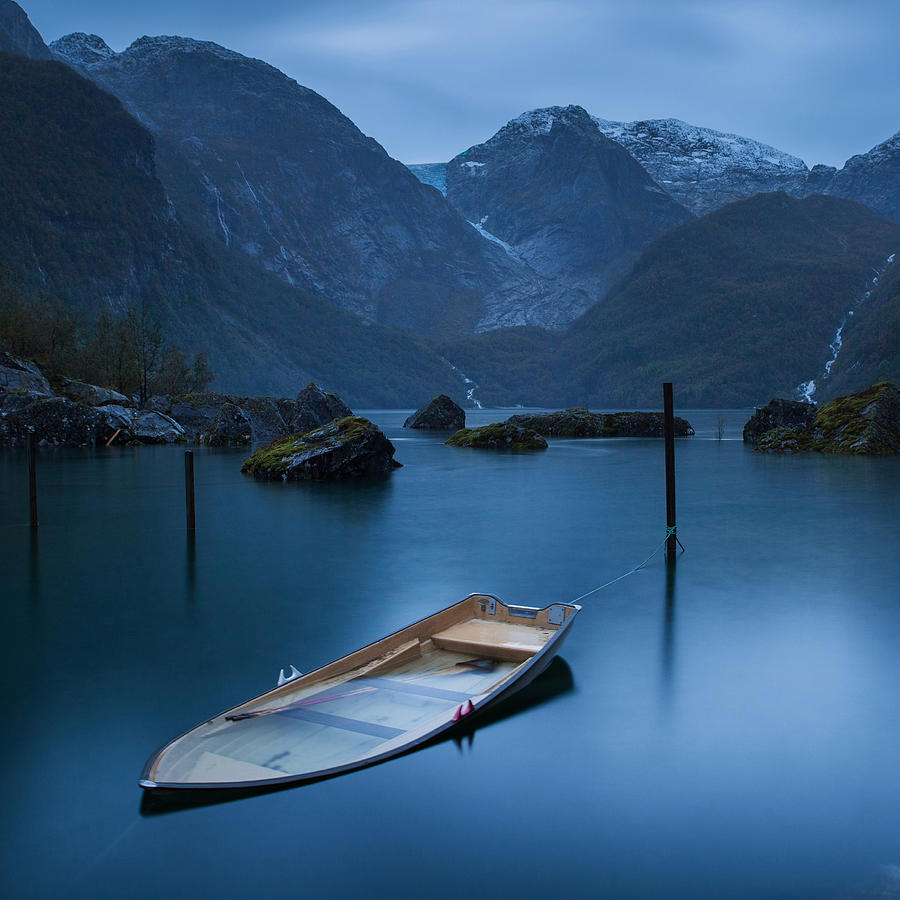 Twilight On The Lake At The Glacier Folgefonna Photograph by Yuppidu