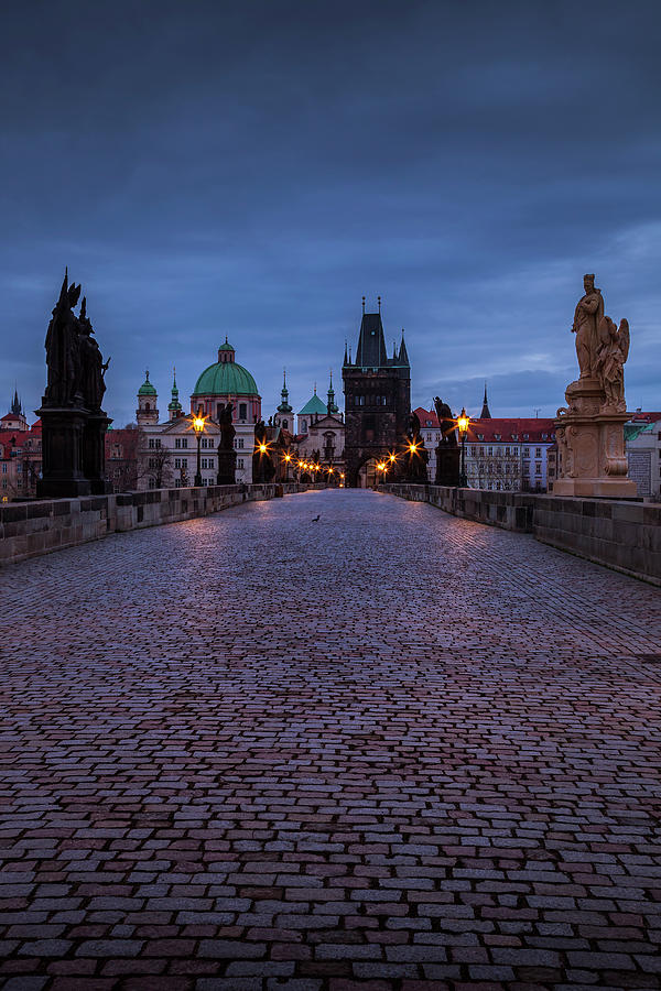 Architecture Photograph - Twilight over Charles Bridge by Andrew Soundarajan