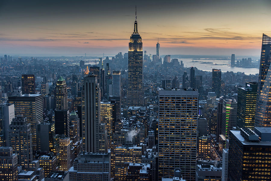 Twilight over Manhattan in Winter Photograph by Mark Hunter
