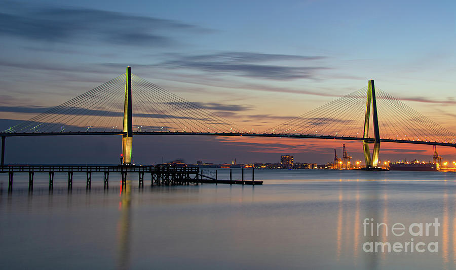 Twilight over the Lowcountry - Ravenel Bridge Photograph by Dale Powell