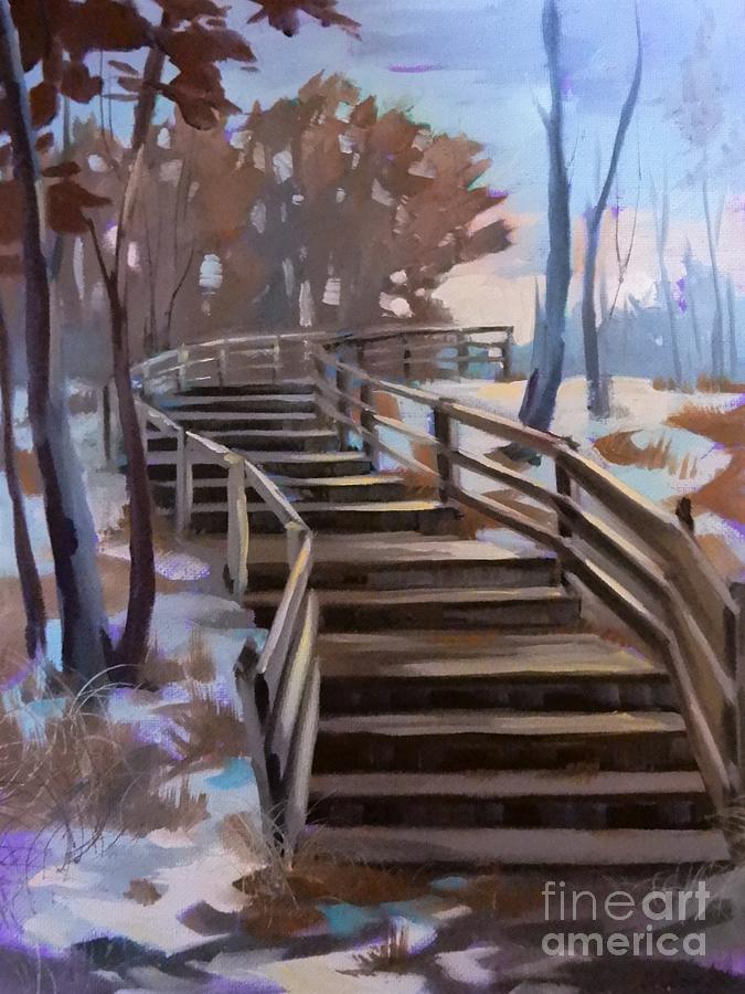 Twilight Stairs Painting by K M Pawelec