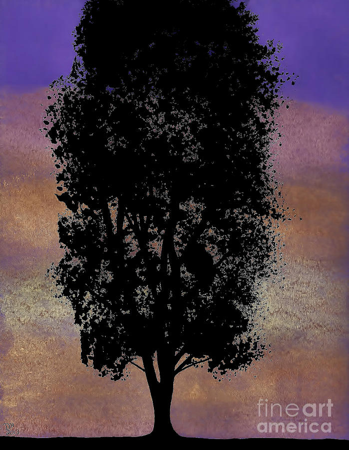 Twilight - Tree Drawing by D Hackett
