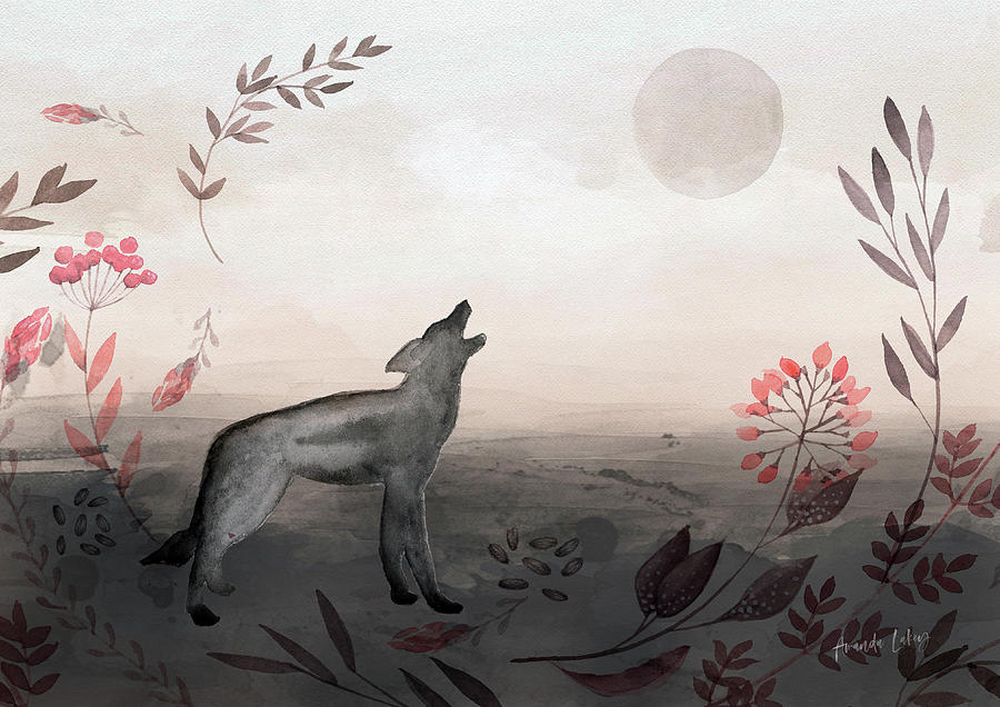 Nature Mixed Media - Twilight Wolf by Amanda Jane