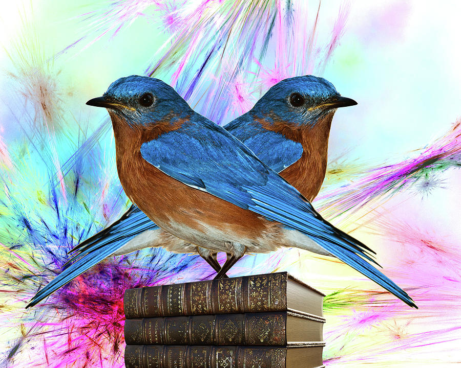 Bird Mixed Media - Twin Blue Bird by Ata Alishahi