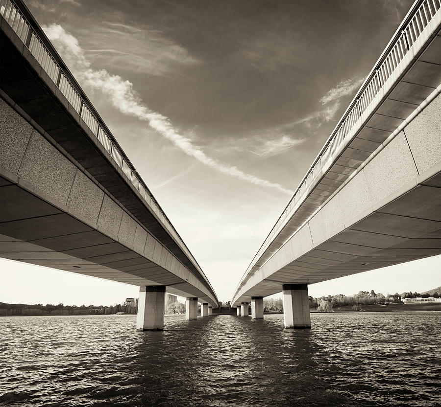 Twin Bridges Over Water Photograph by Georgeclerk