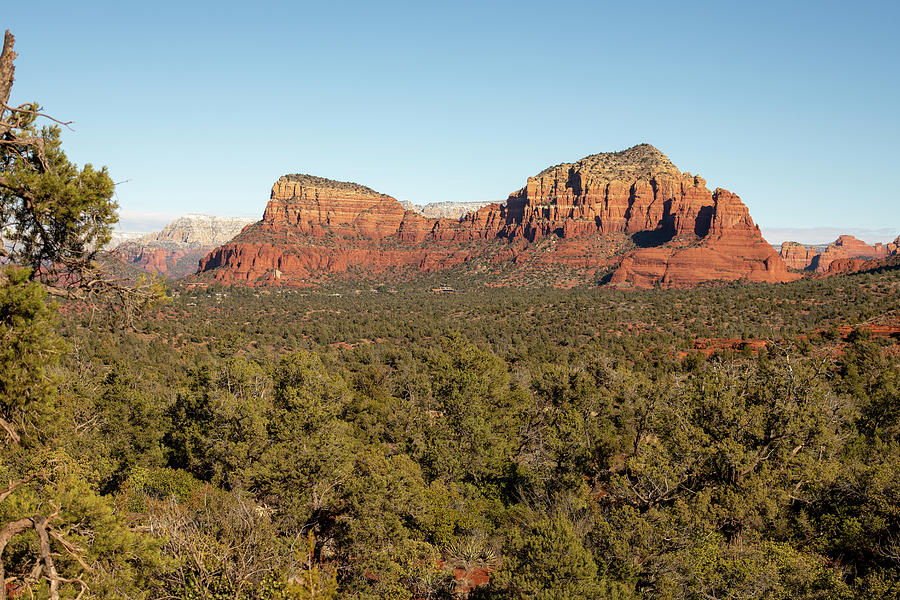 Twin Buttes And Chapel Of The Holy Cross From Bell Rock Sedona Arizona Photograph by Cavan