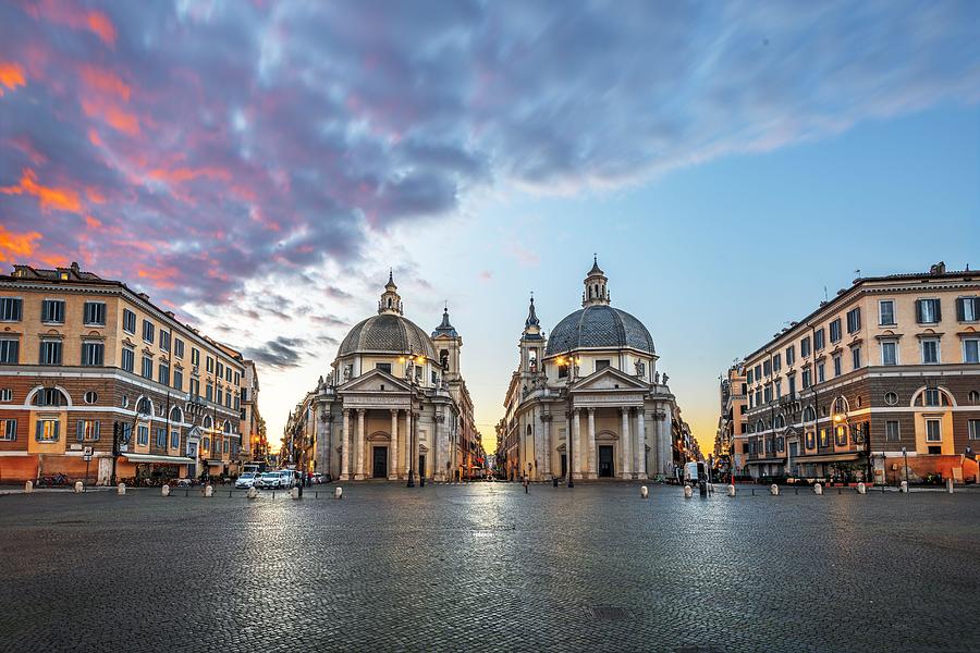 Architecture Photograph - Twin Churches Of Piazza Del Popolo by Sean Pavone