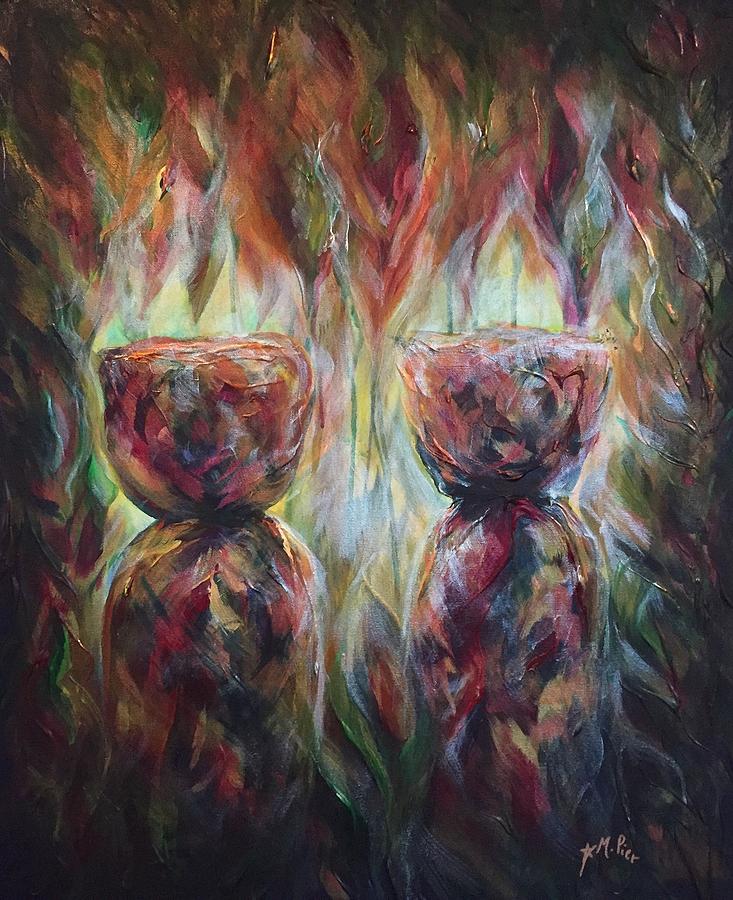 Twin Latte Stones Painting by Michelle Pier