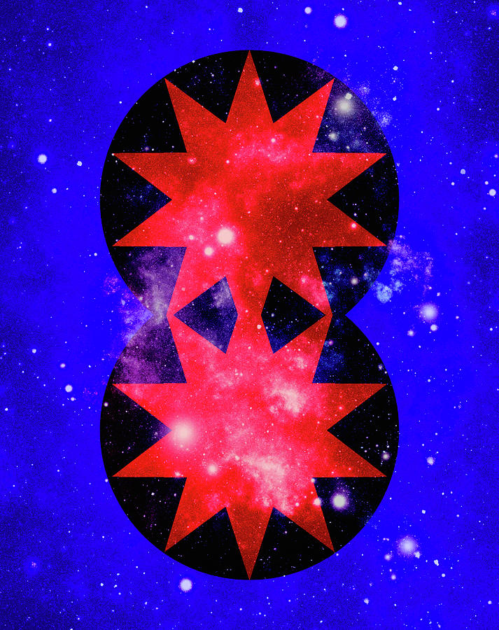 Twin Red Stars Digital Art
