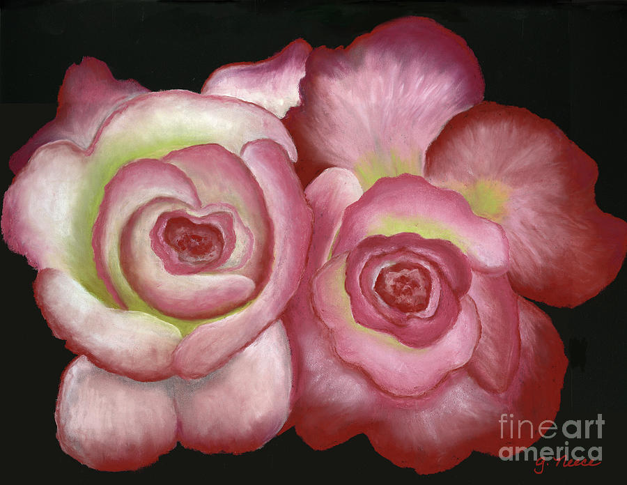 Twin Roses Painting by Ginny Neece